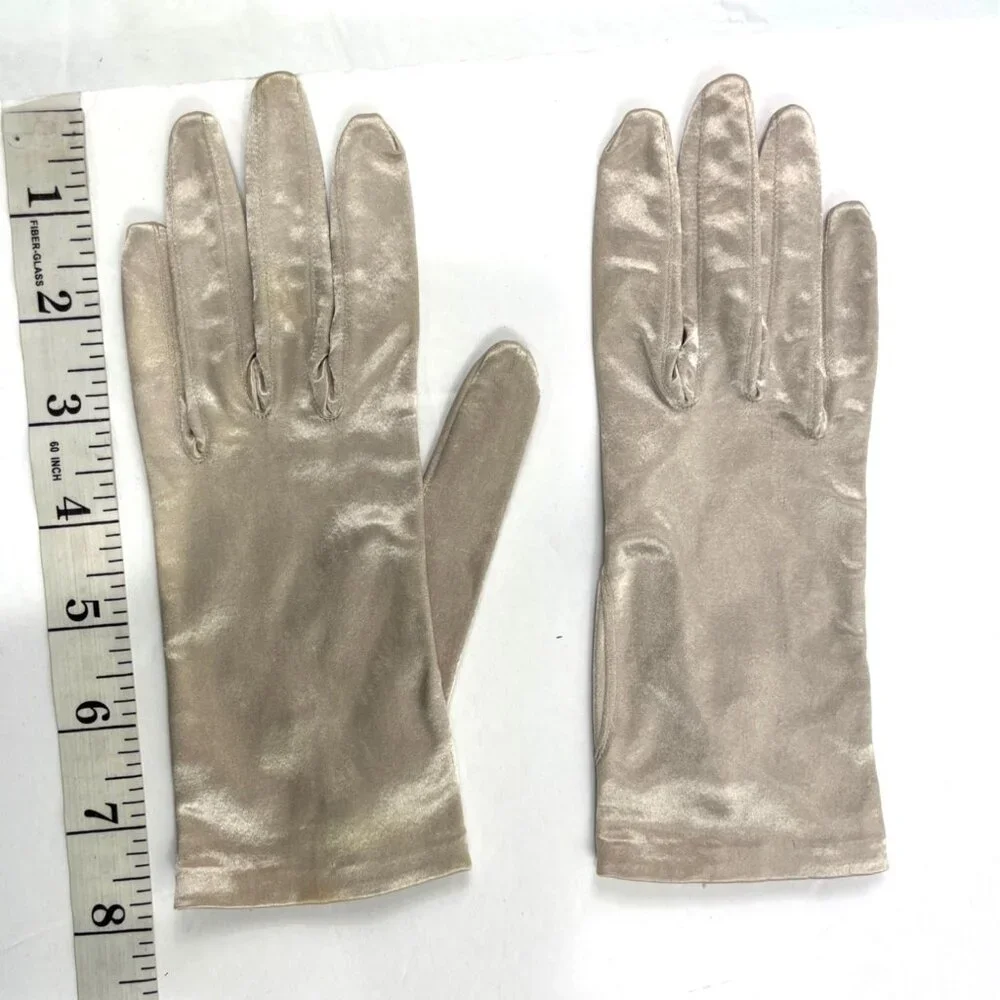 Vintage Stretchies Beige Helanca Nylon Gloves Made In France 1L